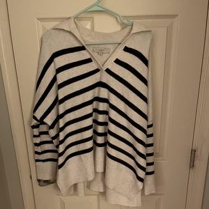 LOFT striped collared sweater.  Size S.  Black/off-white stripe.